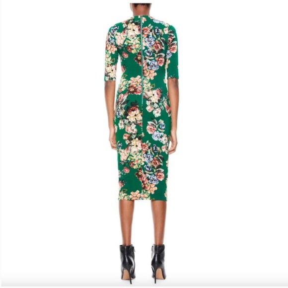 Alice + Olivia Teal Delora Bodycon Fitted Midi Stretch Dress SZ 0 NWT - Picture 2 of 9